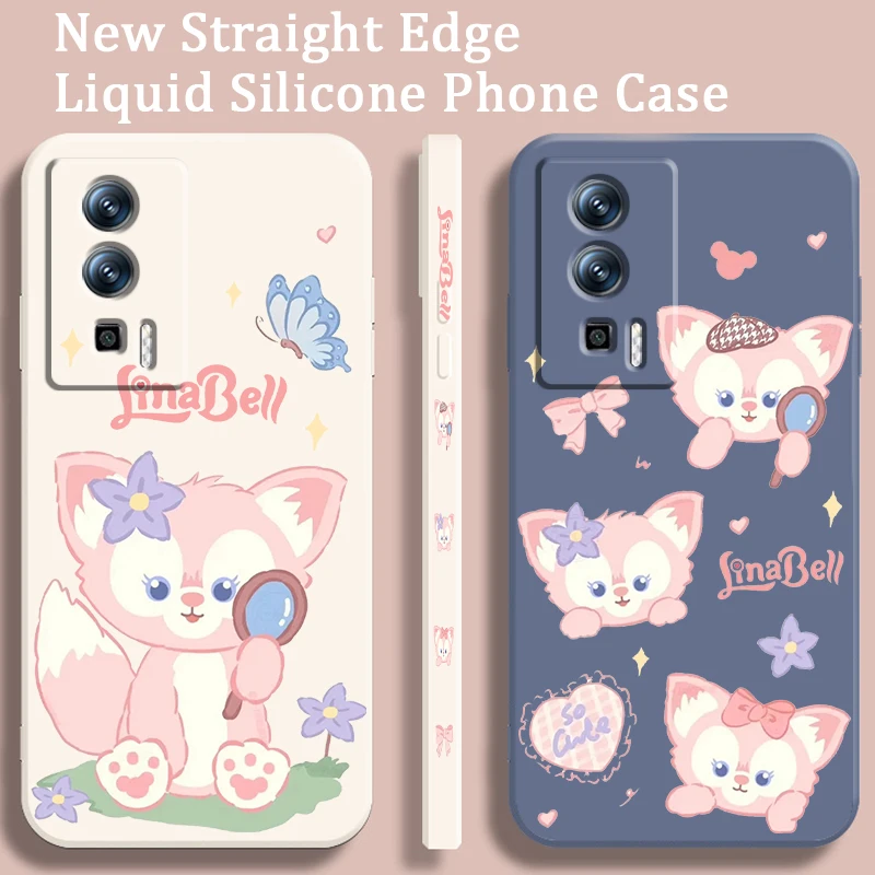 LinaBell Disney Cartoon Cute Liquid Left Rope For Xiaomi Redmi 13C 12 12C K60 A1 K50 11 K40 10C 10 9A 9AT 9T 9C 5G Cover