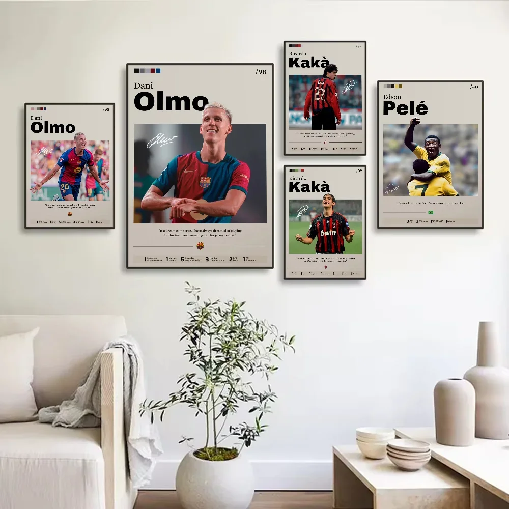 Póster de estrella de fútbol Olmo, Kaka, Pele, pintura decorativa, arte de pared moderno para el hogar, decoración estética para sala de estar
