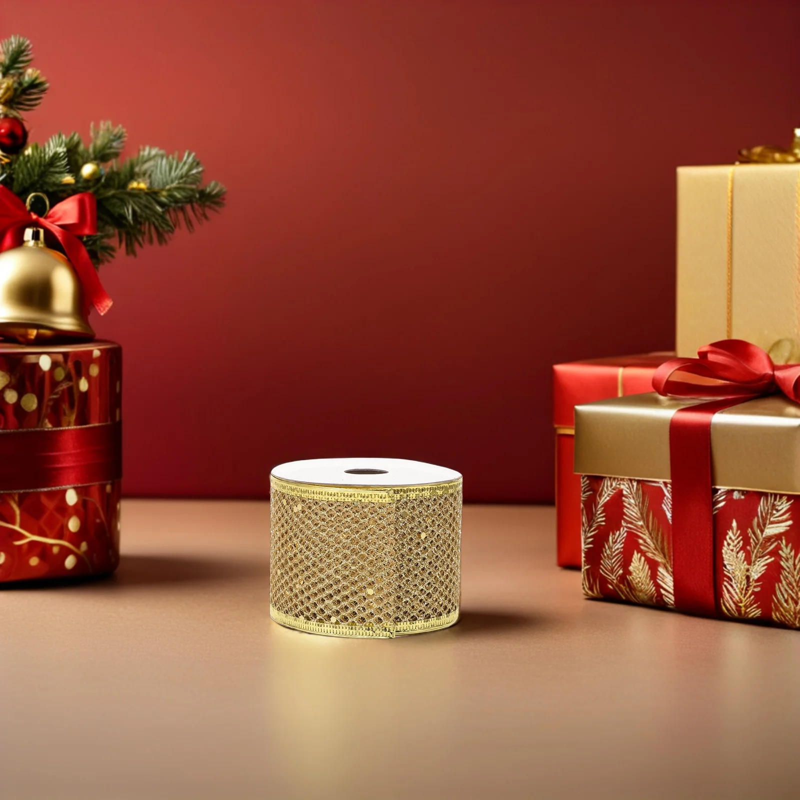 

6Cm Festive Ribbon Holiday Style Sequin Mesh Wired Edge For Present Wrapping Diy Craft Decoration Wreath Making Supplies Fall