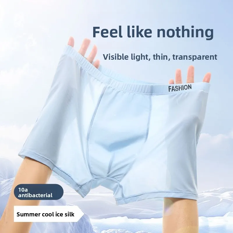 الرجال الحرير الجليد الملاكم ملخصات كبيرة الحجم ملابس داخلية جيدة التهوية الصيف رقيقة السراويل مريحة كبيرة الذكور الملاكمين