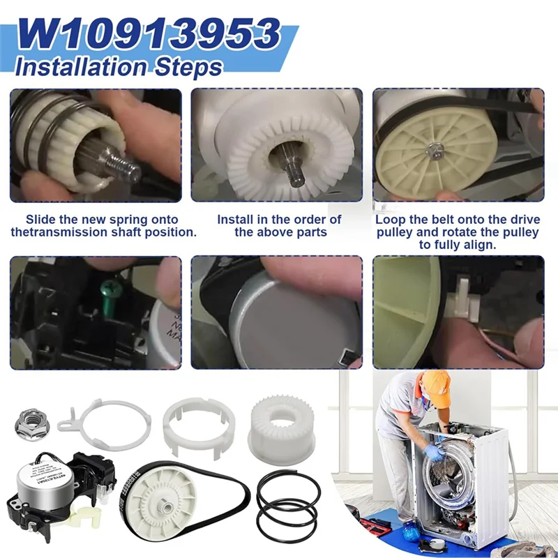 

ABMI-Washer Shift Actuator W10913953 With Pulley Clutch W10721967 And Drive Belt W10006384 Kit For Whirlpool Kenmore Maytag,