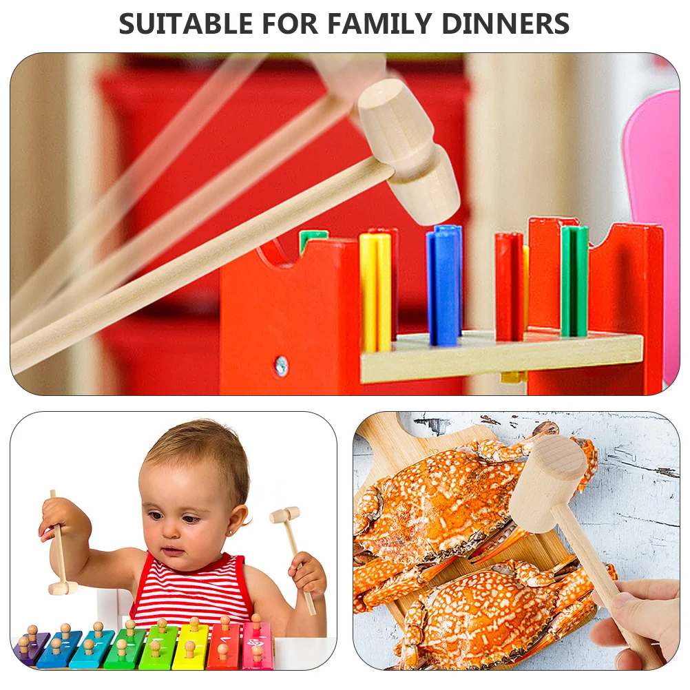 

40pcs Mini Wood Hammers Smooth Surface Easy Clean Family Dinners Seafood Parties Cake Tools Kids Toy Wooden Hammer
