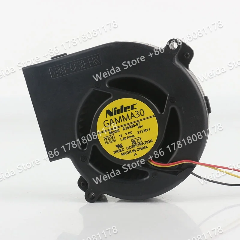 

Original Nidec DC 12V 1.40A AC EC 9733 Turbine Blower Centrifugal Three-wire 97X97X33MM 9.7CM A34930-57 Cooling fan
