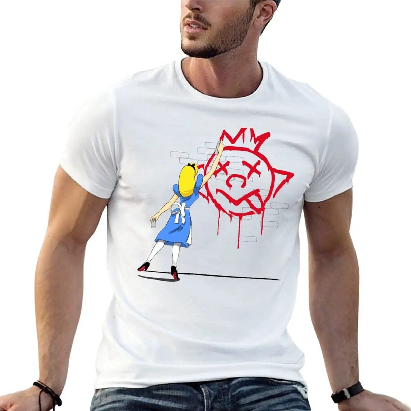 

Alice Graffiti T-Shirt anime t shirts oversize t shirts for man cotton funny T-Shirt