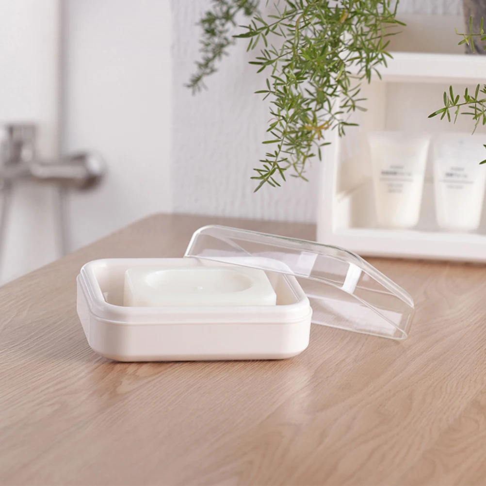 

2pcs Practical Soap Box Soap Storage Case Soap Container Bathroom Soap Holder for Home Hotel with Lid (Beige)