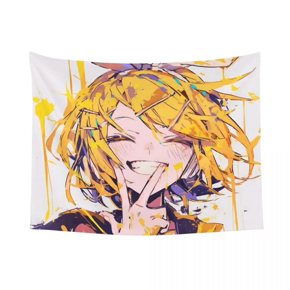 Vocaloid Kagamine Rin نسيج الهبي البوليستر الجدار الشنق غرفة الديكور الستار السحر المفروشات