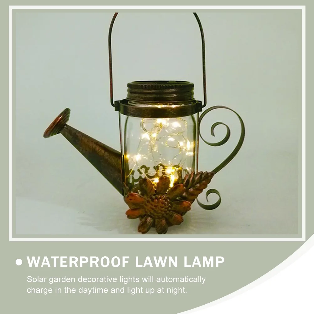 

1pc Solar Lawn Waterproof Powered Garden Outdoor Decorative Lamp Watering Can Shape Pathway Night Solar Energy Stake Light Yard