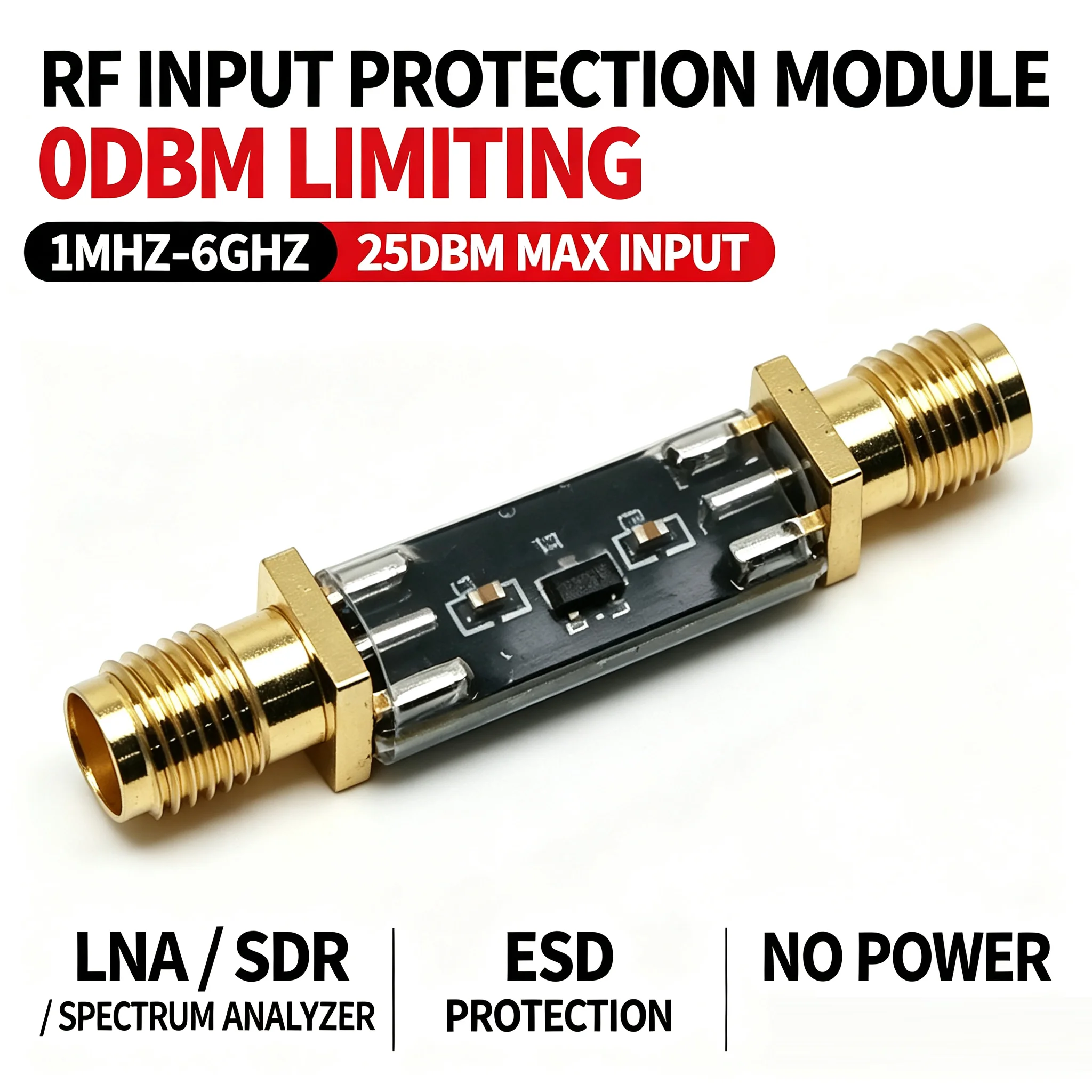 1MHz-6GHz RF Limiter 0dBm Limiting PIN Diode Broadband Limiter for HMA Radio LNA Power Amplifier SDR Short-Wave Receiver