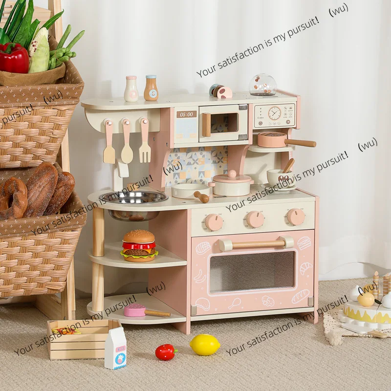 Simulation kitchen Play house gas stove Colorful kitchen utensils Cecile cooking wooden set