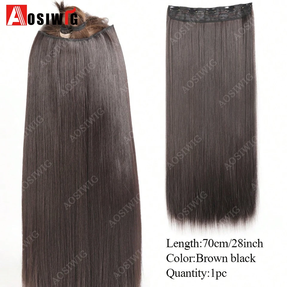 Synthetic Long Straight Clip In Hair Extensions