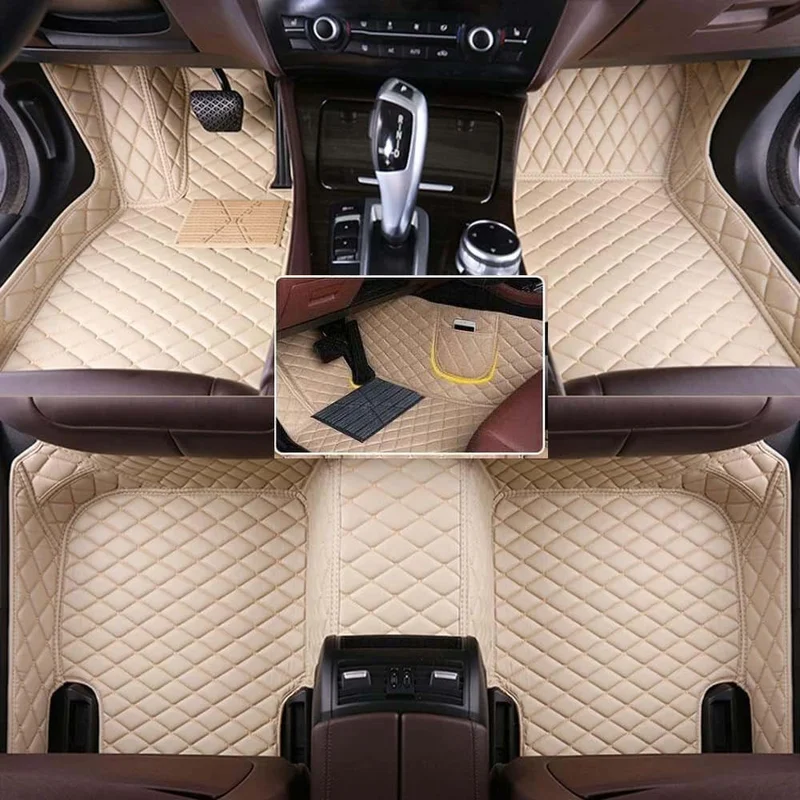 For Aston Martin DB9 DBX Car Floor Mats PU Leather Waterproof Auto Carpets Liner