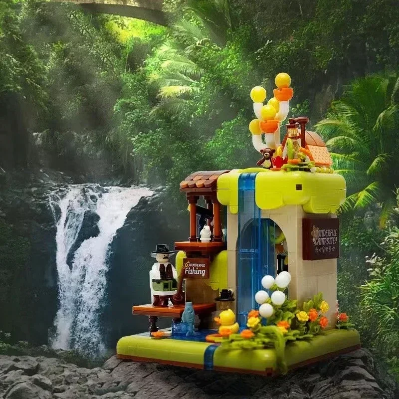 

Magical Forest Cottage Building Blocks Waterfall Scene Animal Figures Bricks Model DIY Education Toys Gifts for Collectors