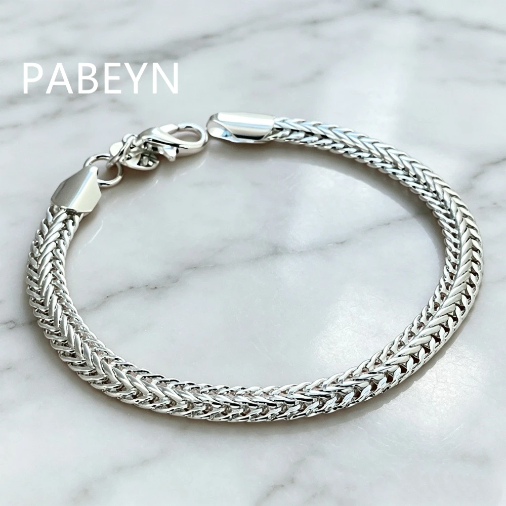 925 Sterling Silver Stylish Simple Convex Keel Bracelet Birthday Party Anniversary Gift Ladies Jewelry
