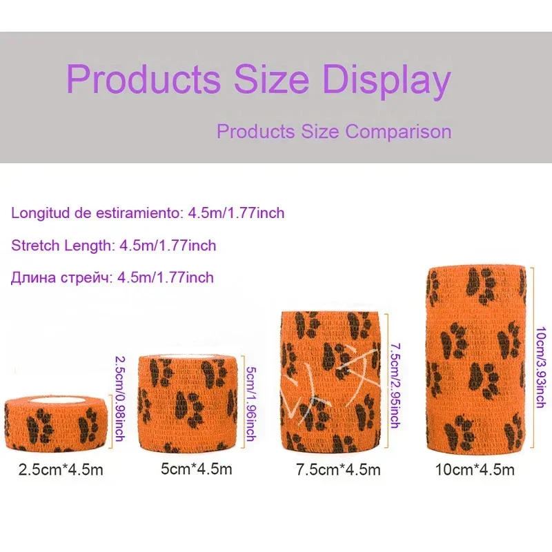 Animal Pattern Printed Self Adhesive Elastic Bandage 4.5m Sports Wrap Tape for Finger Joint Knee First Aid Kit Pet Tape