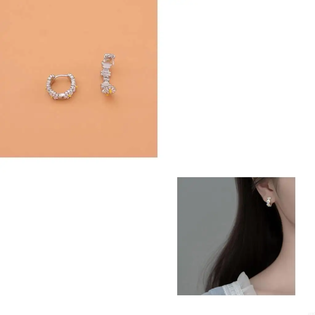 195C Exquisite Huggie Hoop Earrings for Women Flower Small Dainty Cartilage Hoop Earring for Women Earring Jewelry