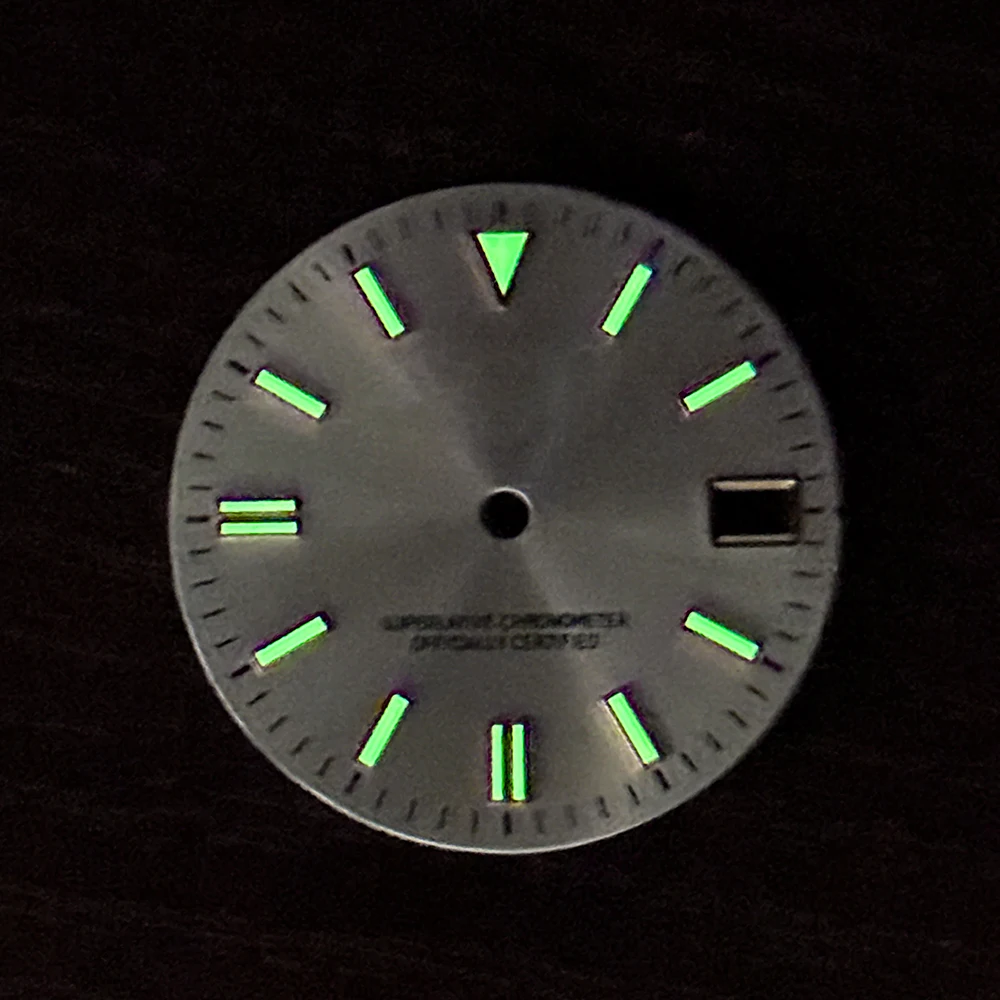 28.5 mm S Logo Dial Suitable For NH35/NH36 Japan Movement Green Luminous Sunburst Quality Watch Modification Accessories