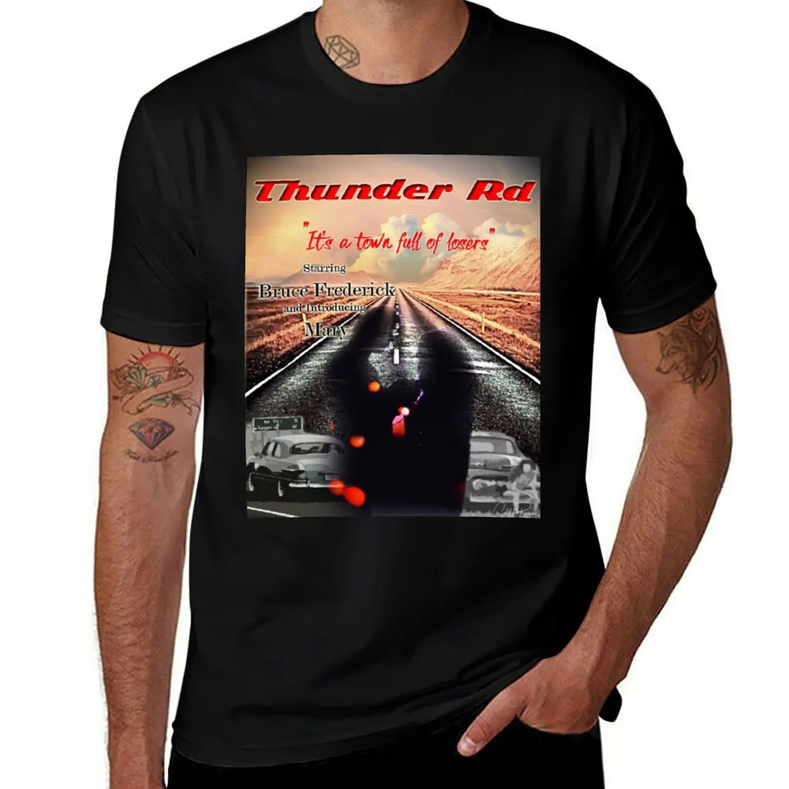 Thunder Rd Poster. Bruce. Born To Run. WallsOfFame T-Shirt Summer Casual Loose T-Shirt