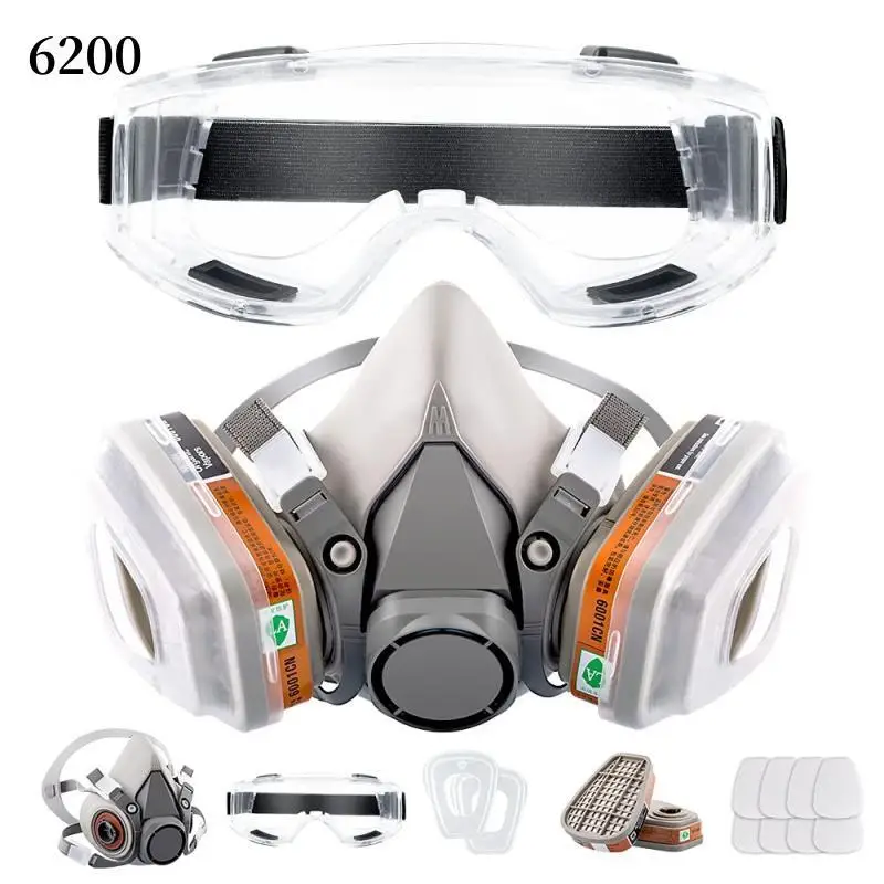 6200 Gas Mask Gas-Proof Half Face Mask Series Combination Matched with 6001/2091/5n11 Filters Chemical Organic Protection