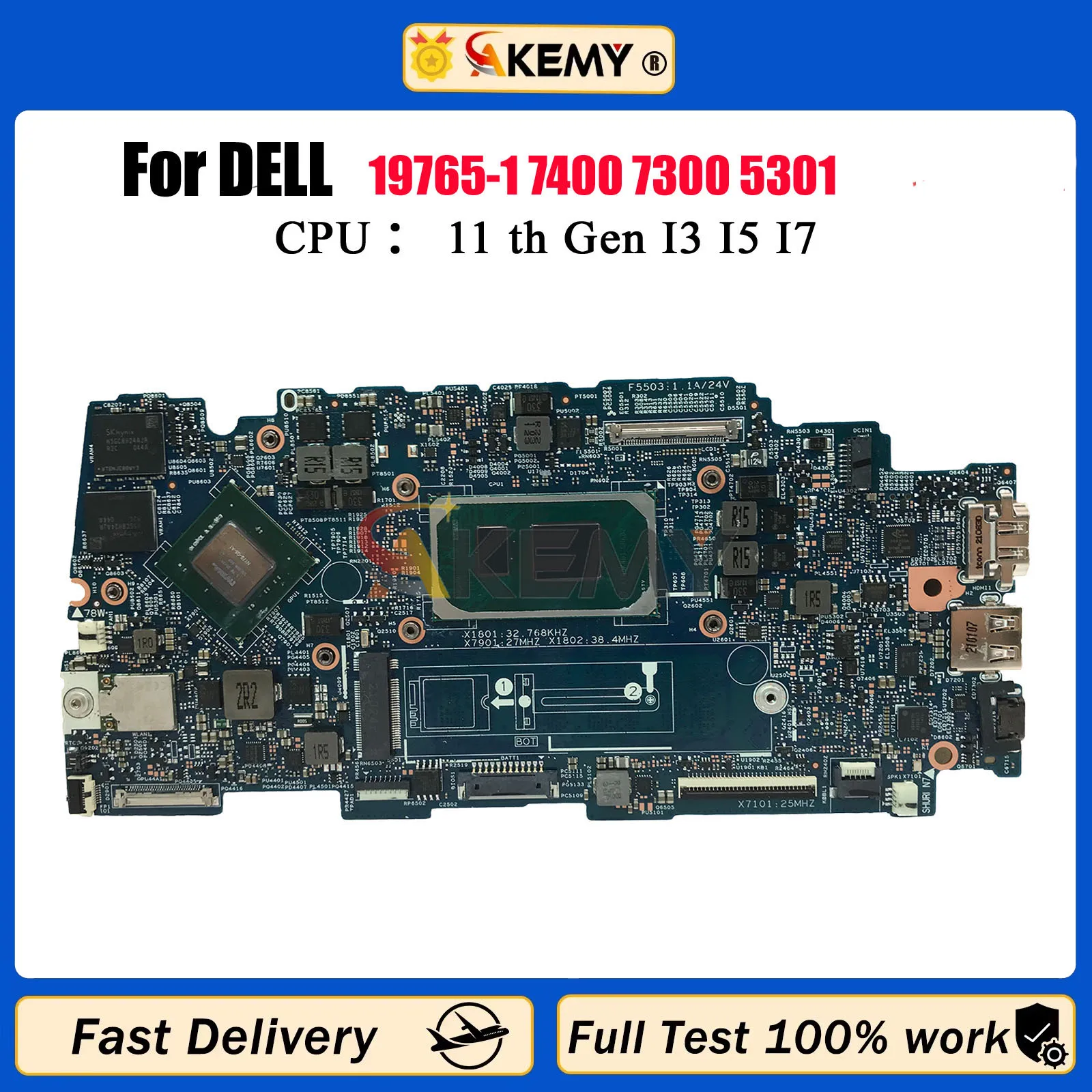 

19765-1 Mainboard For Dell Inspiron 7400 7300 Vostro 5301 09298W 09750J 09JX16 0X49H6 Laptop Motherboard i3 i5 i7 100% Test OK