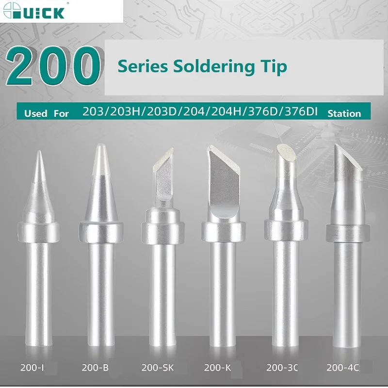 Original QUICK 200-K ironTips for the QUICK 203 / 203H / 204 / 204H / 3202 / 203D / 376D soldering station iron tips