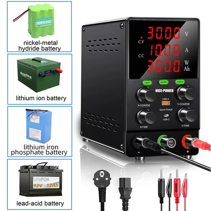 Imagem -02 - Fonte de Alimentação de Laboratório dc com Porta tipo c Carregamento da Bateria Fonte de Banco Ajustável Regulador de Tensão 30v 5a 120v 3a 10a