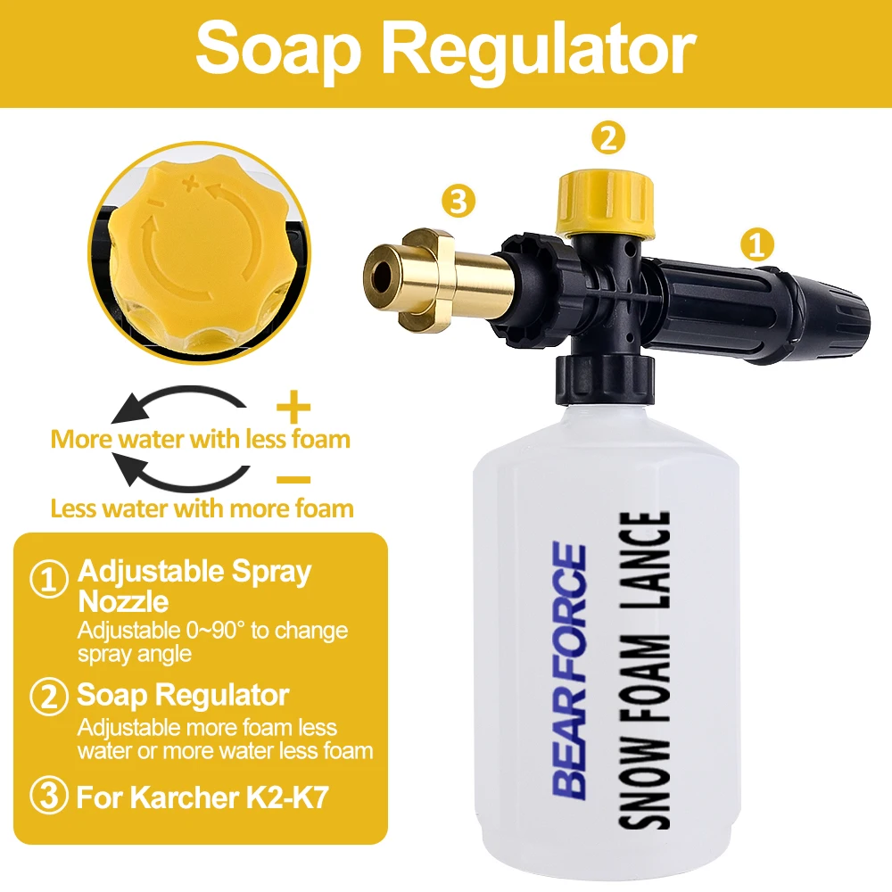 Car Washer Snow Foam Lance Foam Generator Soap Foamer Car Foam Wash Sprayer Foam Gun Nozzle Maker for Bosch High Pressure Washer view 4