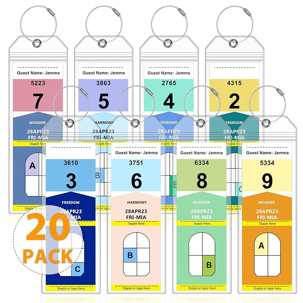 

Набор из 8 бирок для багажа: незаменимые аксессуары для путешествий и круизов для NCL, Princess, Carnival, Royal Caribbean и Celebrity Cruise Shi