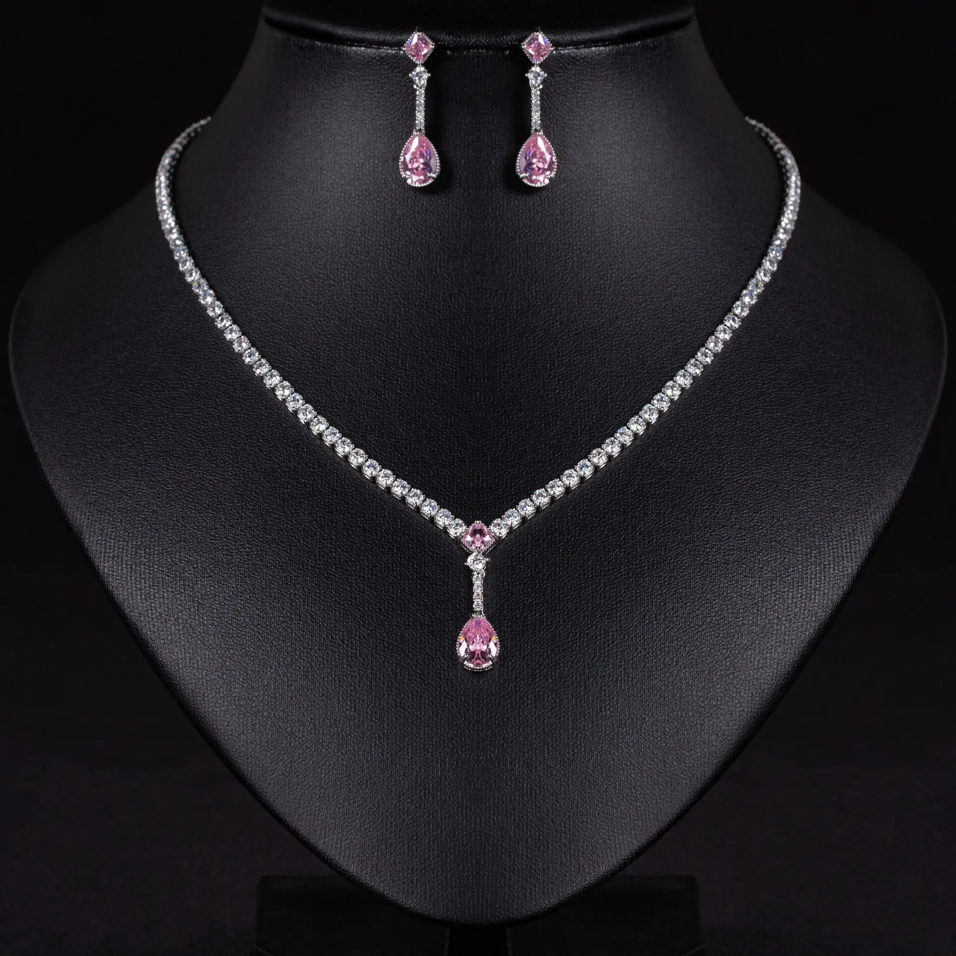 

Simple Jewellery 2 Pcs Delicate Drops Pendant Necklace Earrings Daily Women Dating Party Banquet Wedding Travel Gift M-649