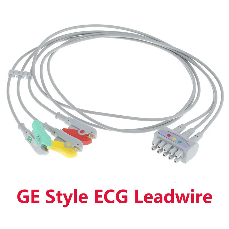 For GE-Medical Maquette Patient Monitor Trunk Extension Cable,GE Style ECG EKG 3/5 Lead Snap/Clip/VET-Alligator Clip Leadwire.