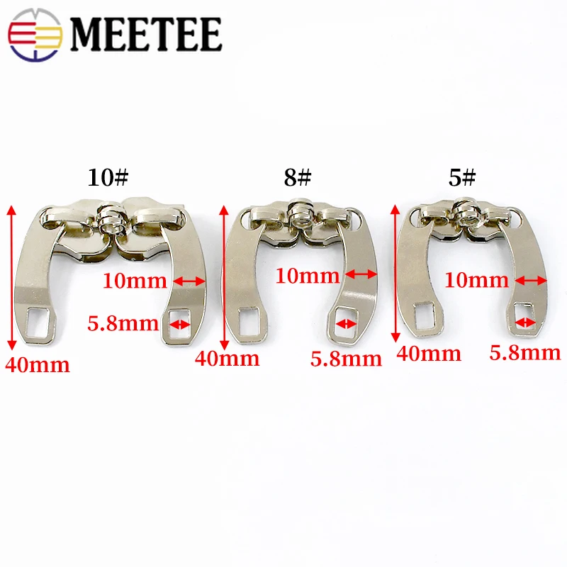 1/2/5Pairs Meetee 5#8#10# Nylon Zipper Slider Lock Hole Zip Head for Luggage Zips Bag Zippers Repair Kits DIY Sewing Accessories - Image 3