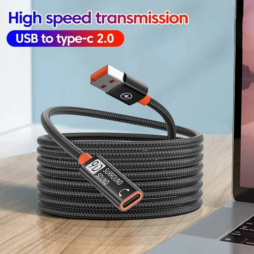 USB Male to USB/Type C Female Extension Cable Fast Charging Data Transfer Extension Cord USB2.0 Extend Wire Computer Accessories