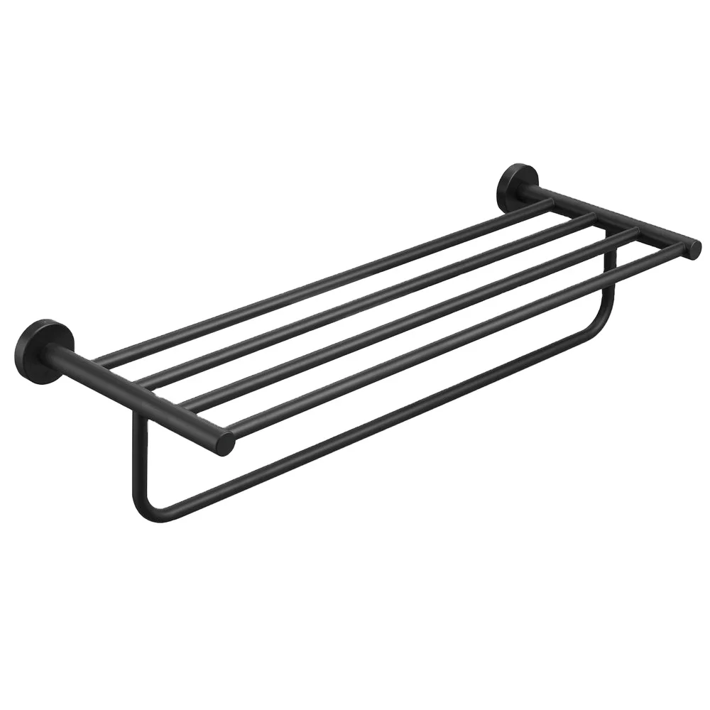

Matte Black Hardware Accessories Stainless Steel 304 Towel Rack Wall Hung Bathroom Shelves Black Towel Holder