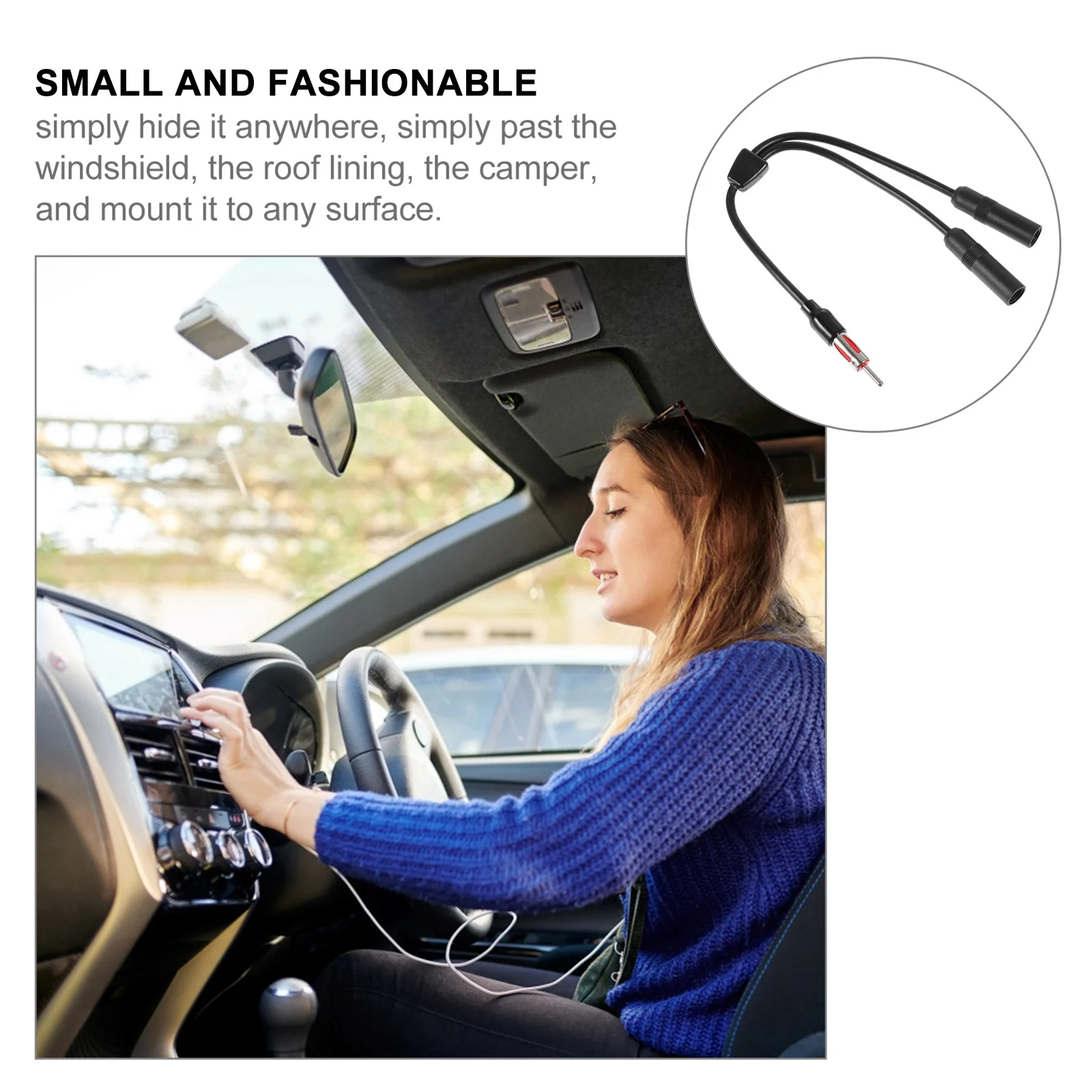 

1Pcs Car Antenna Adapter Cable 1 Male to 2 Female Antenna Splitter Converter Auto Aerial Adapter Cable Stable Performance Car