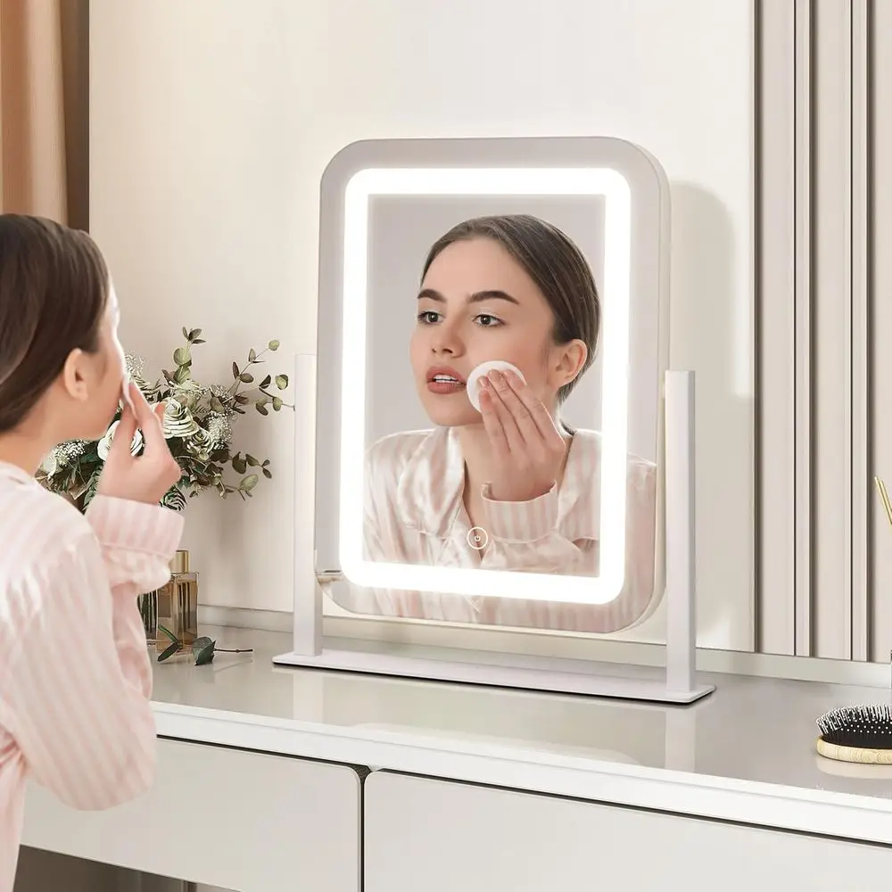 12 x 14,6 LED-Kosmetikspiegel mit Touch-Steuerung und 3 einstellbaren Lichtmodi für Schminktische, Schlafzimmer und Ankleidezimmer