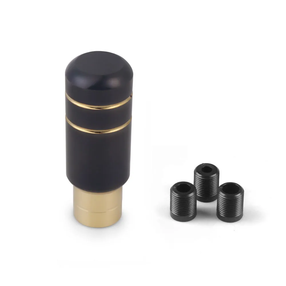 

Universal Black Gold Gear Head 9CM Aluminum Personalized Shift Lever With 3 Adapters