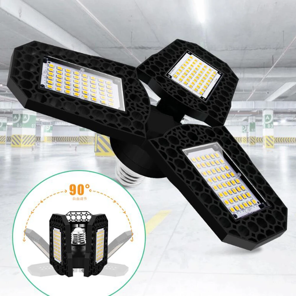 

High Bay Lights Deformable LED Garage Ceiling Warehouse Lighting E27 Energy Saving Wide Angle Adjustable 360 Degree