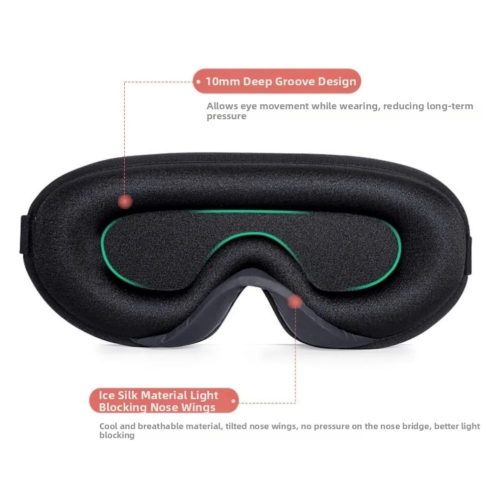 Máscara de sono 3d respirável, recuperação lenta, macia, blackout, alça elástica ajustável, bloqueio de luz, auxílio para dormir, descanso