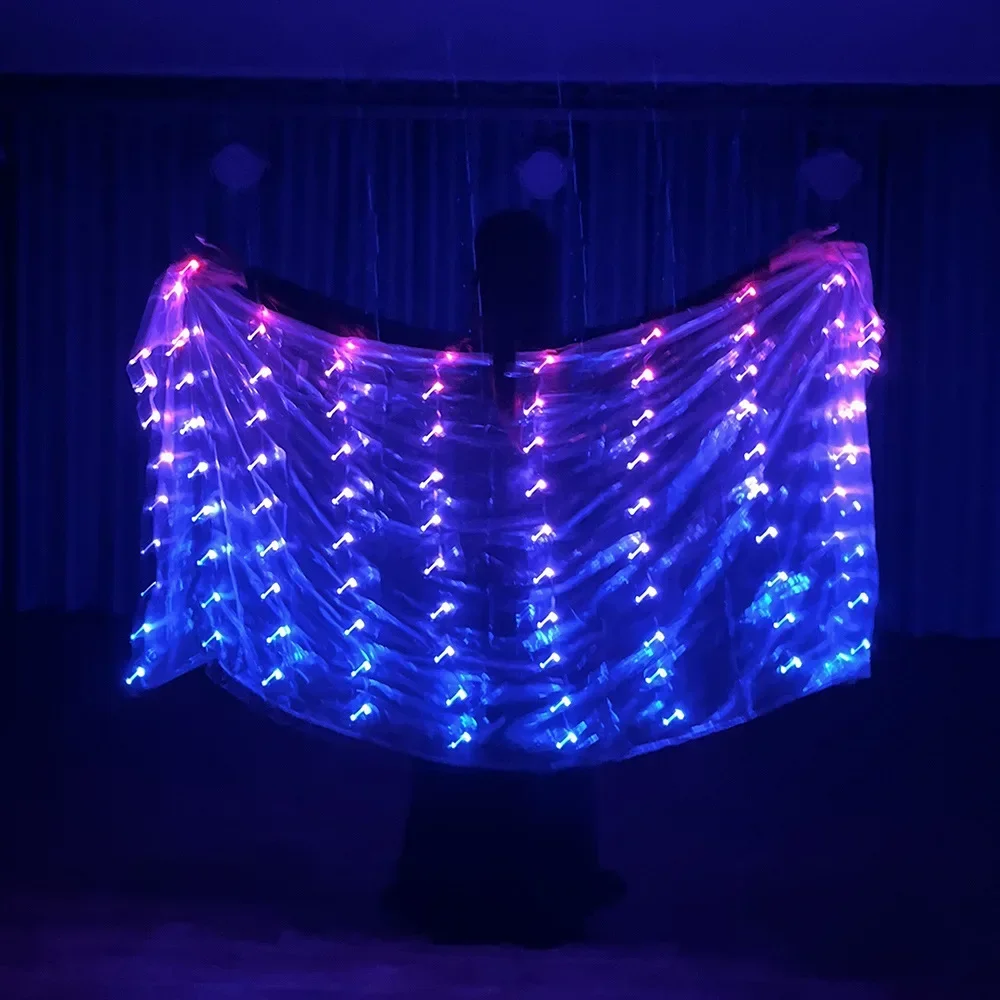 Ruoru-Véus LED para Dança do Ventre, Poliéster, Acessórios para Carnaval, Festival, 2m x 1m