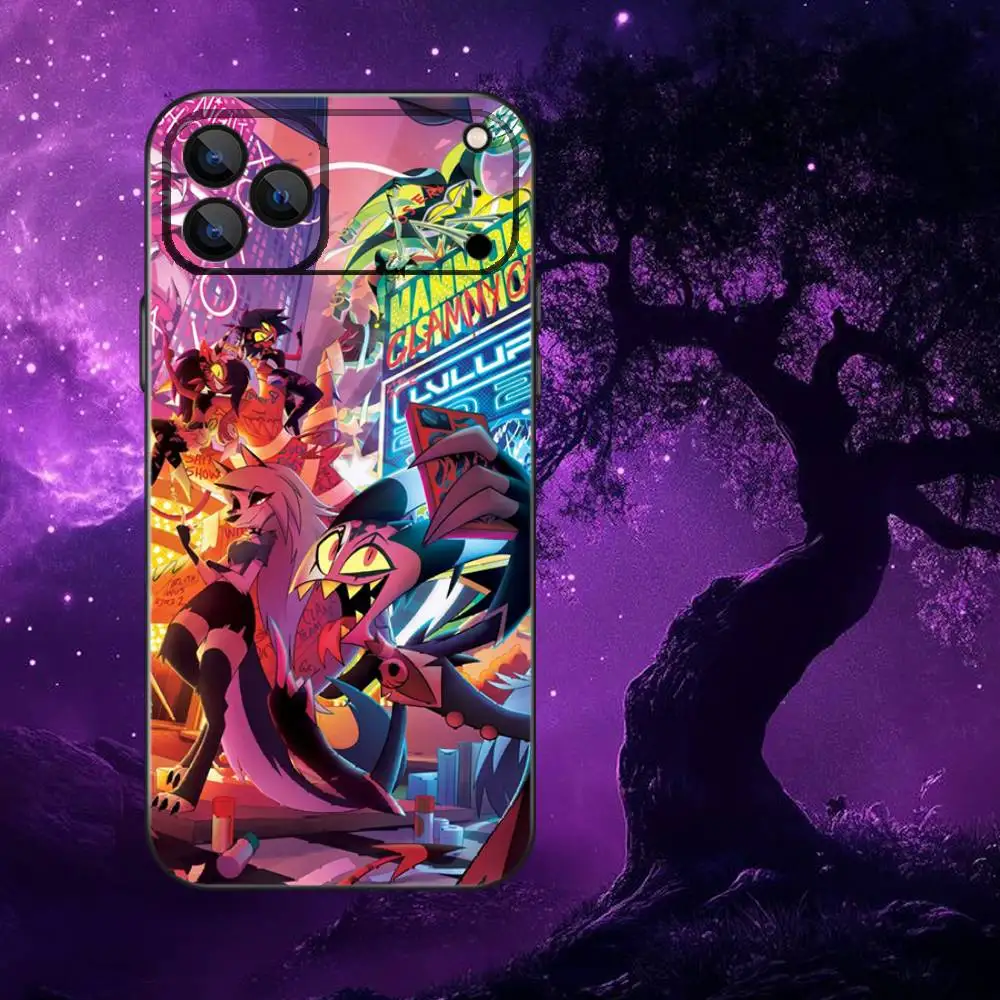 حافظة هاتف أنيمي H-Helluva B-Boss لهواتف iPhone 17,16,15,14,13,12,Pro,Max,Plus,E,SE4,Air,Mini Black Soft Box