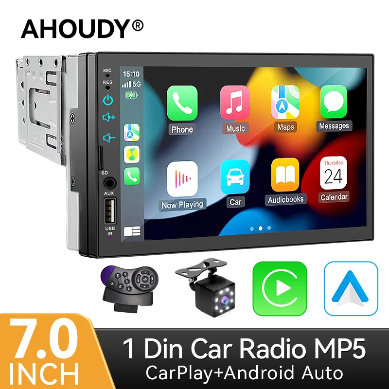 

Ahoudy 7 inch Car Radio MP5 Multimedia Vedio Player Carplay Android Auto Touch Screen FM Aux Bluetooth