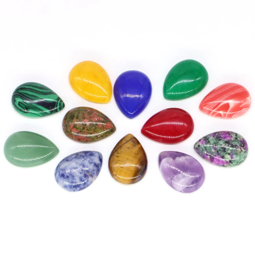 

Wholesale 18x25mm Crystal Water Drop Cabochon Bead Natural Healing Stone Quartz For Making DIY Pendants Necklace Earring Jewelry