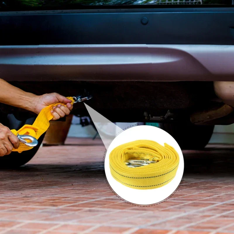 عالية القوة النايلون حبل للسحب حزام العالمي سيارة الطوارئ طبقة مزدوجة حبل للسحب حزام السنانير 4 متر 5 طن اكسسوارات السيارات #5