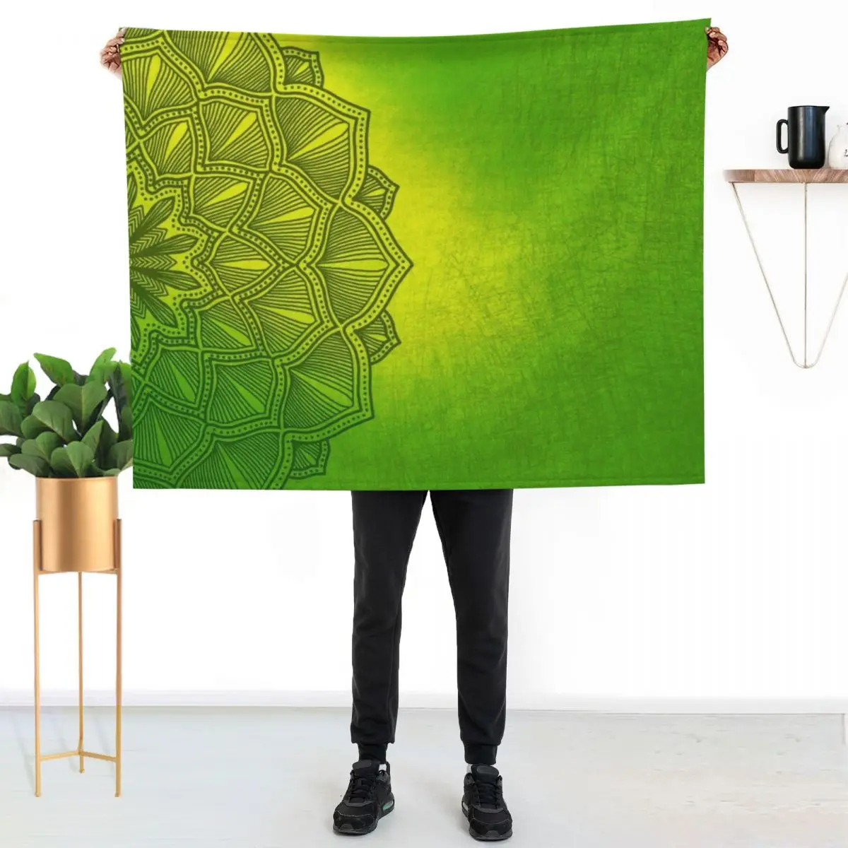 Green Mandala, Abstract Mandala Throw Blanket Soft Warm Blanket Gift for Grandparents