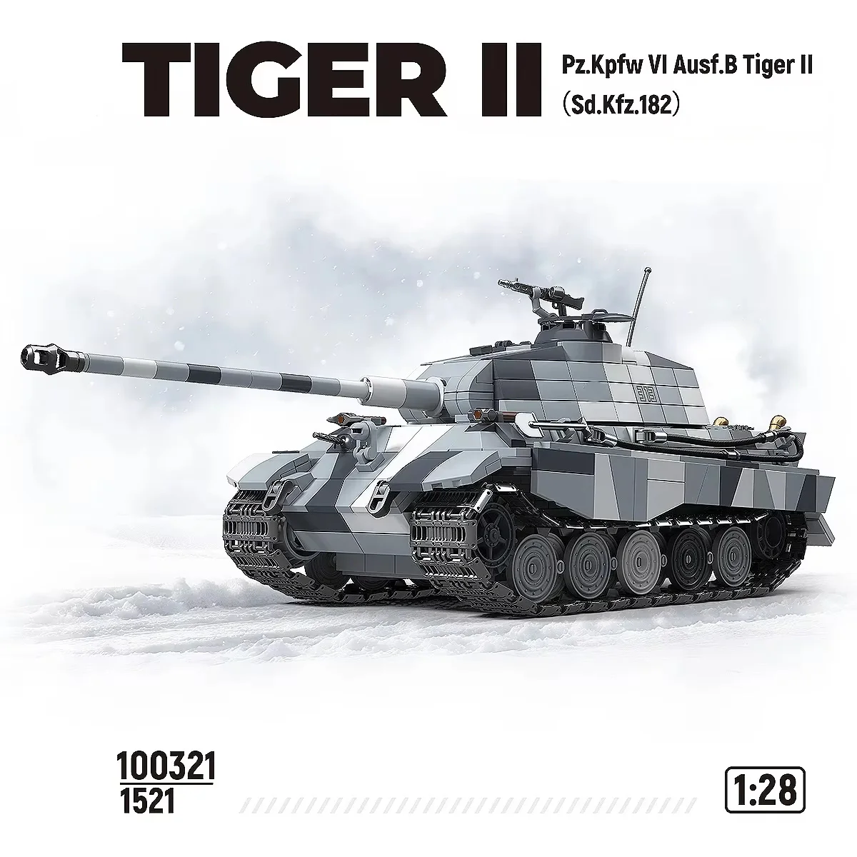 

Snow covered Tiger Heavy Tank Sd.Kfz.182 Building Blocks Black Tiger Tracked Armored Vehicle Boy Toy Model 100321