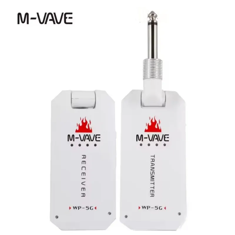 M-VAVE WP-5G 5.8G White Rechargeable Transmitter Receiver, Type-C Wireless Audio System for Electric Guitar Bass Amplifier