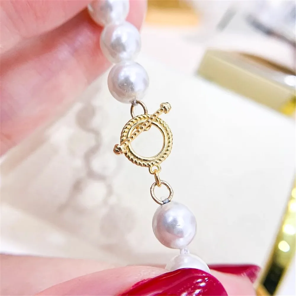 

DIY Pearl OT Clasps Accessories S925 Sterling Silver Single Breasted Necklace Buckle Gold Silver Handmade Beaded Buckle