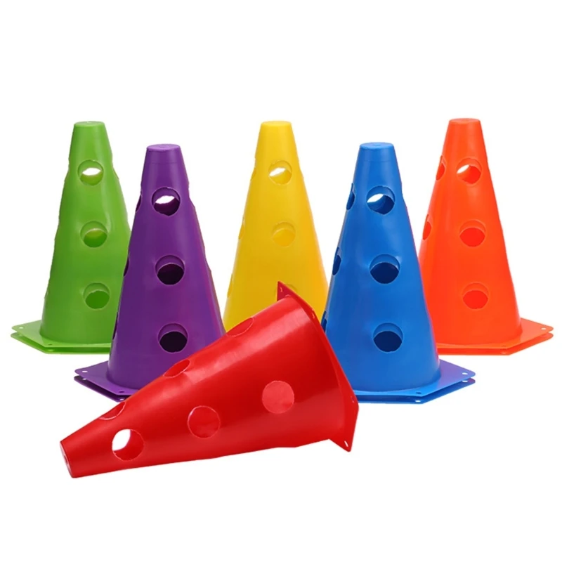 

11UE 12/18Pcs Plastic Agility Cone Football Training Maker Bucket Field Skating Marker Soccer Training Marker Obstacle Cone