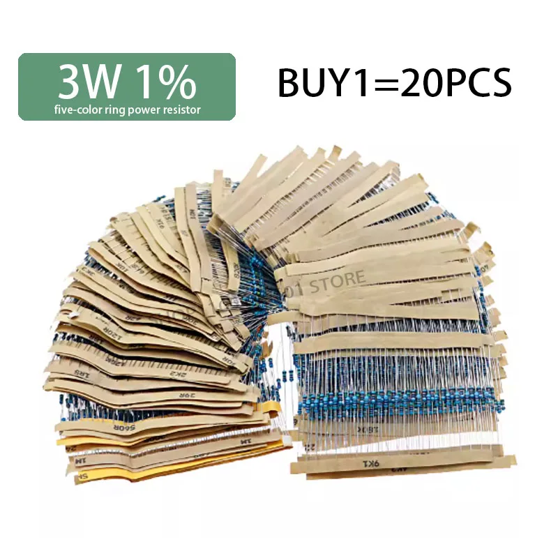 

20PCS 3W 3 Watts Metal Film Resistors 1%