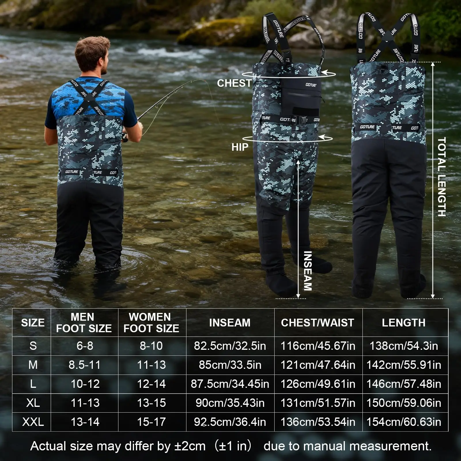 Vadeadores de pesca Goture – Camuflaje impermeable y transpirable - imagen 5
