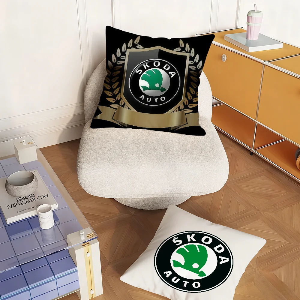 Cool Car Logo cushion cover Anti-dustmite Sofa S-SKODA-S Cushion Decorative Office Cover Lounge Area Indoor & Outdoor Use